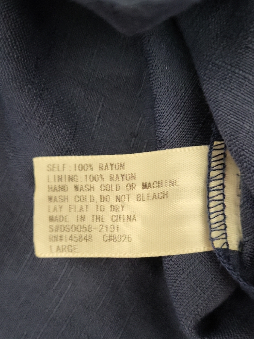 Everly Navy Blue Button Front‎ Belted Dolman Sleeve Dress Large Coastal Capsule - Picture 8 of 10